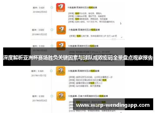 深度解析亚洲杯赛场胜负关键因素与球队成败密码全景盘点观察报告 深度解析亚洲杯赛场胜负关键因素与球队成败密码全景盘点观察报告